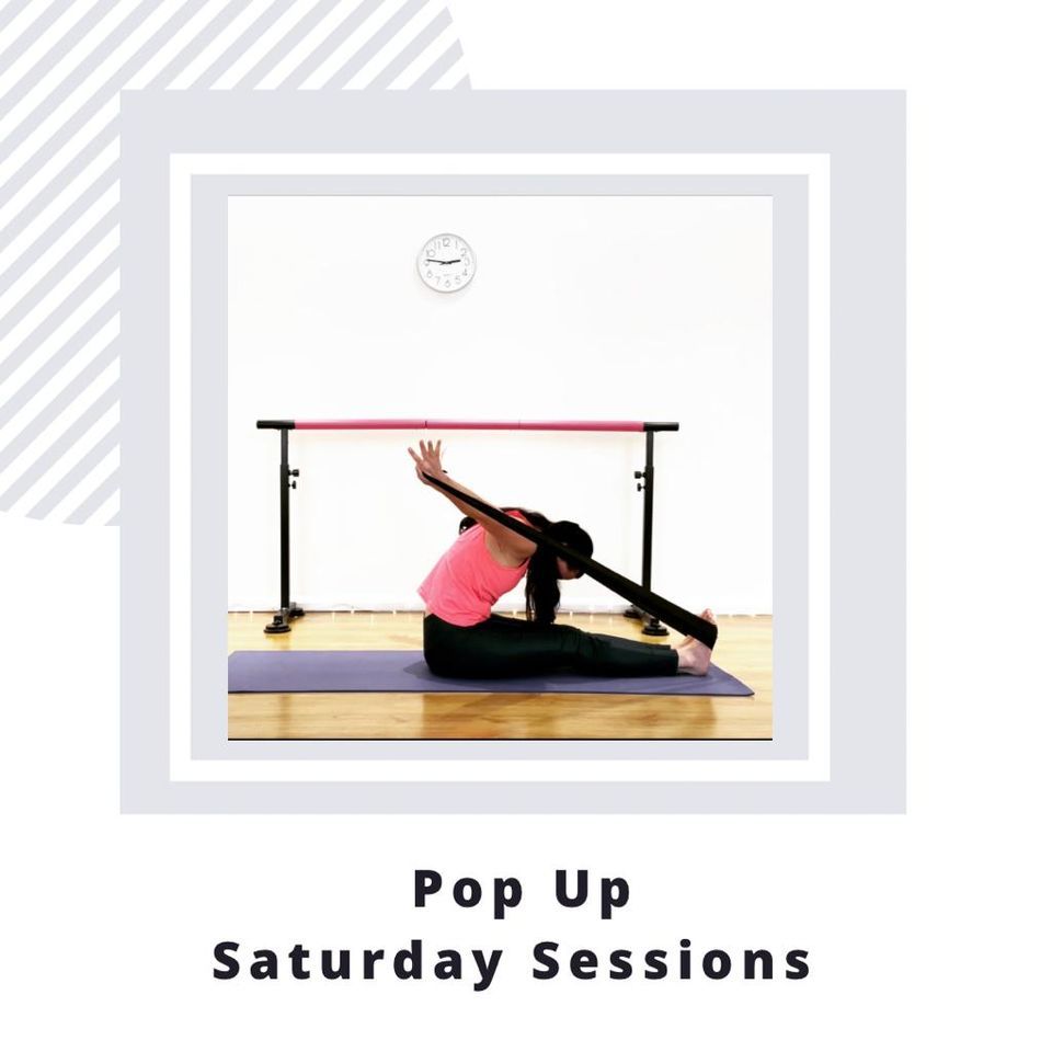 Saturday Morning Sessions with Stacey Pilates with a flex band