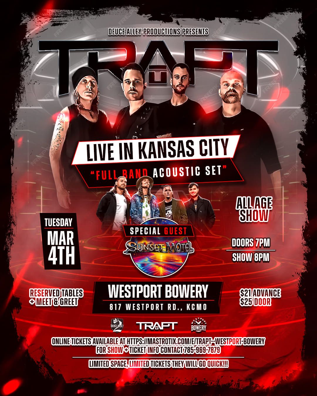 TRAPT LIVE IN KANSAS CITY TUESDAY 3-4-2025 @ WESTPORT BOWERY