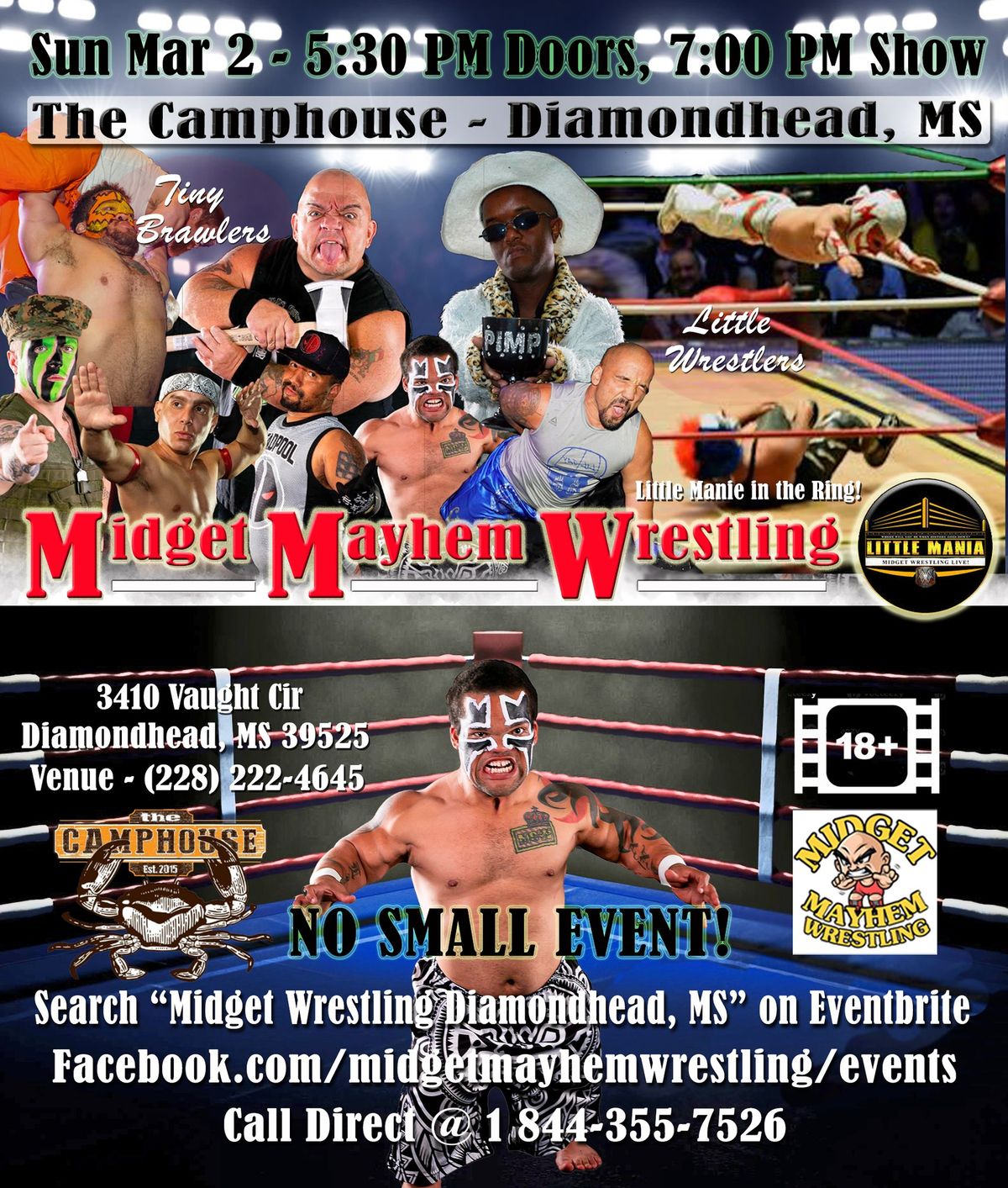 Midget Mayhem Micro-Wrestling Event - Diamondhead MS 18+