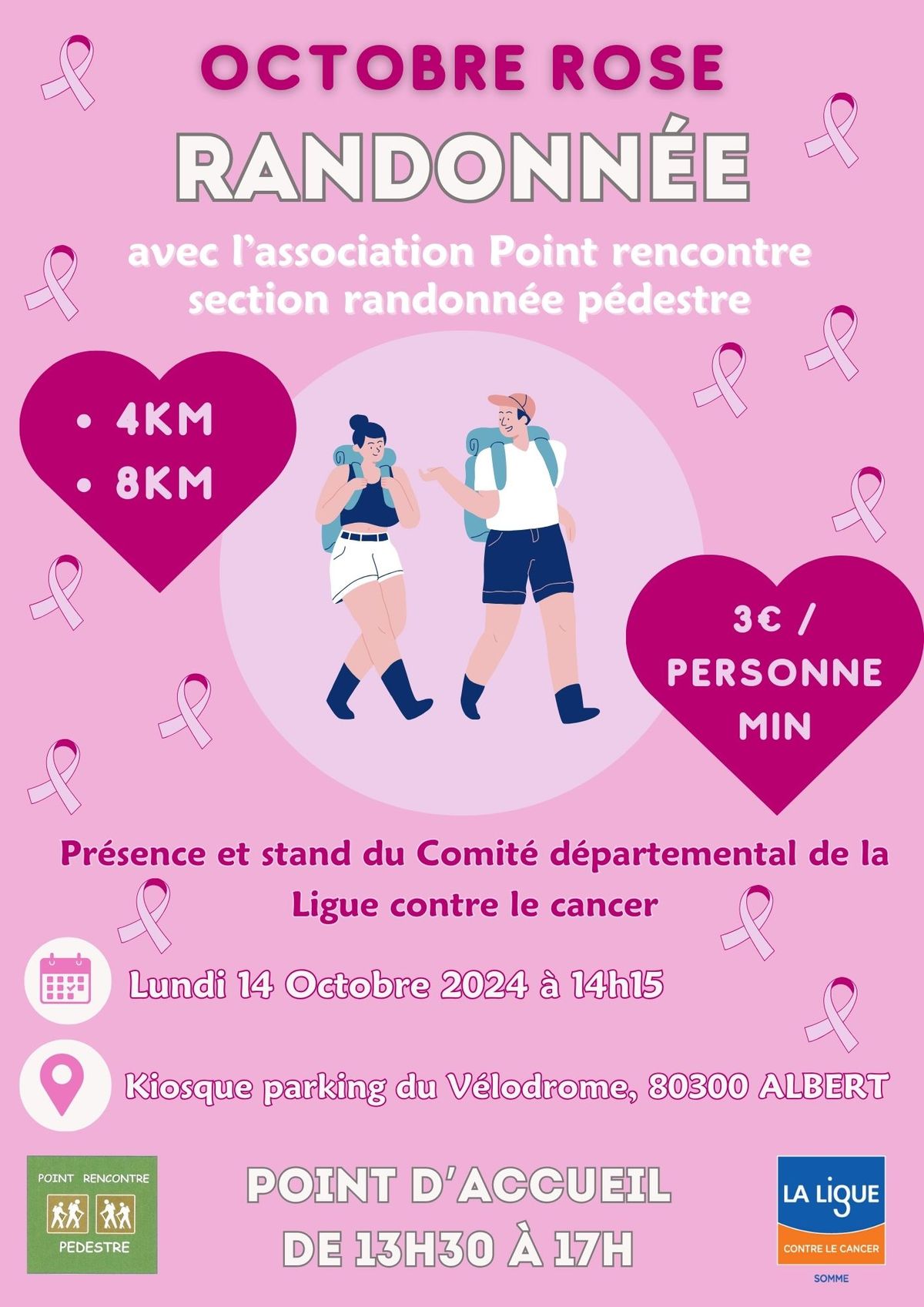 marche pour octobre rose organis\u00e9e par  Point rencontre  p\u00e9destre