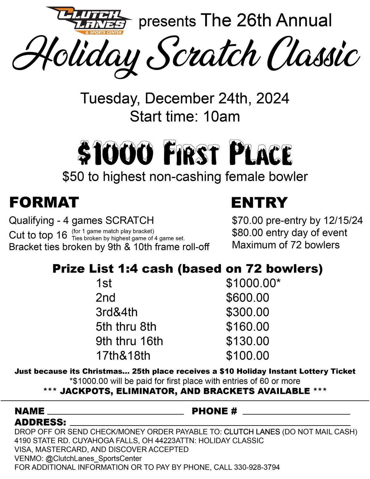 Holiday Scratch Classic Tournament