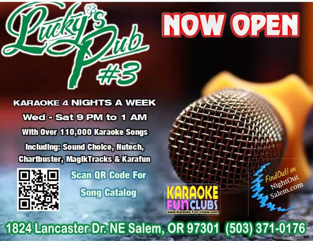 KARAOKE at Lucky's Pub #3 Wednesday  - Saturday Nights starting at 9 pm