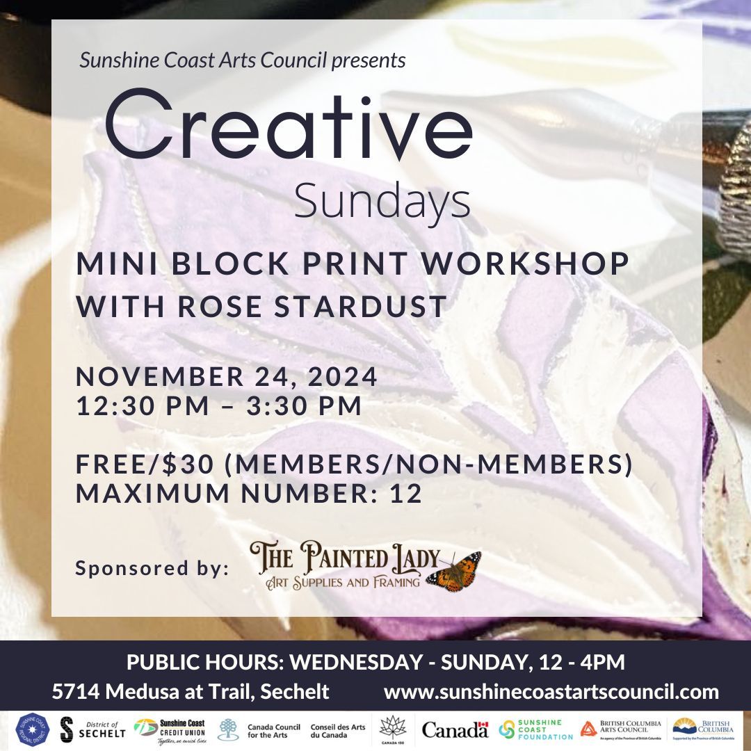 CREATIVE SUNDAYS: Mini Block Print Holiday Cards Workshop