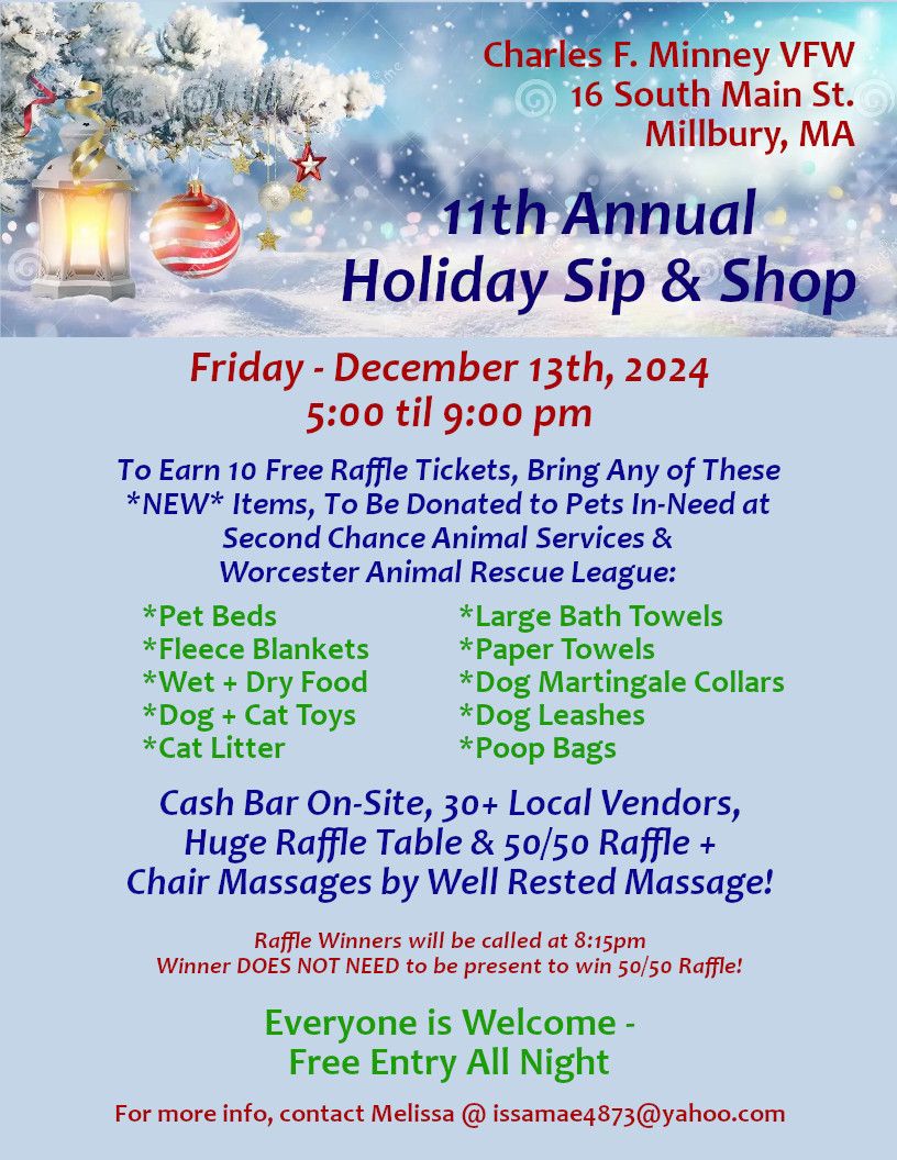 11th Annual Holiday Sip & Shop @ Millbury VFW