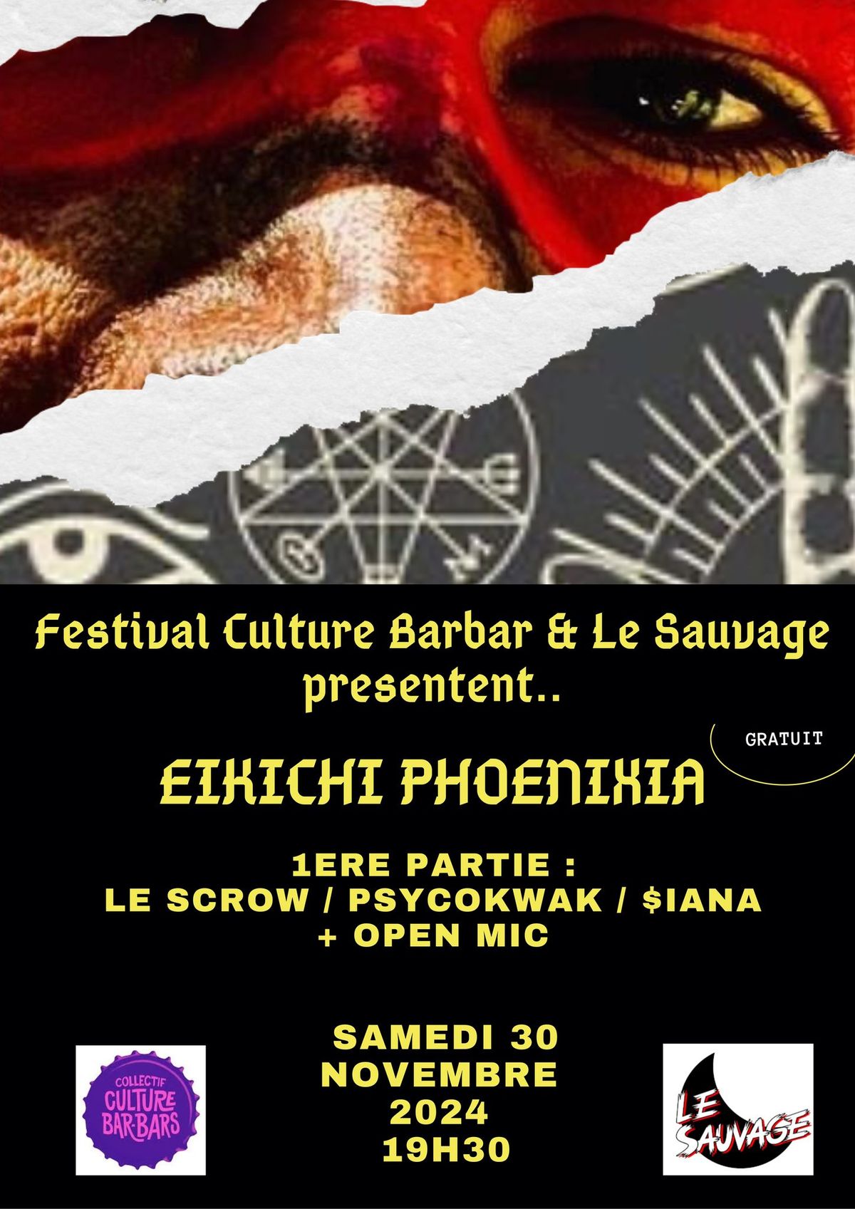 CONCERT : Eikichi Phoenixia + Guests : Psycokwak, Siana & Le Scrow + Open Mic