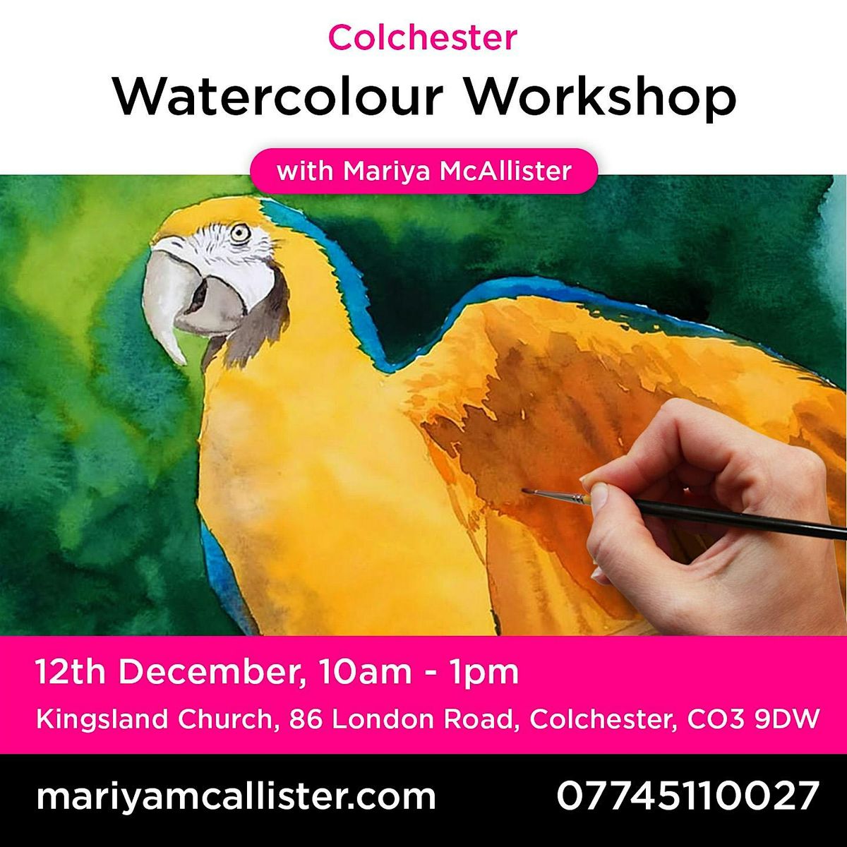 Watercolour painting workshop 'Arara' in Colchester