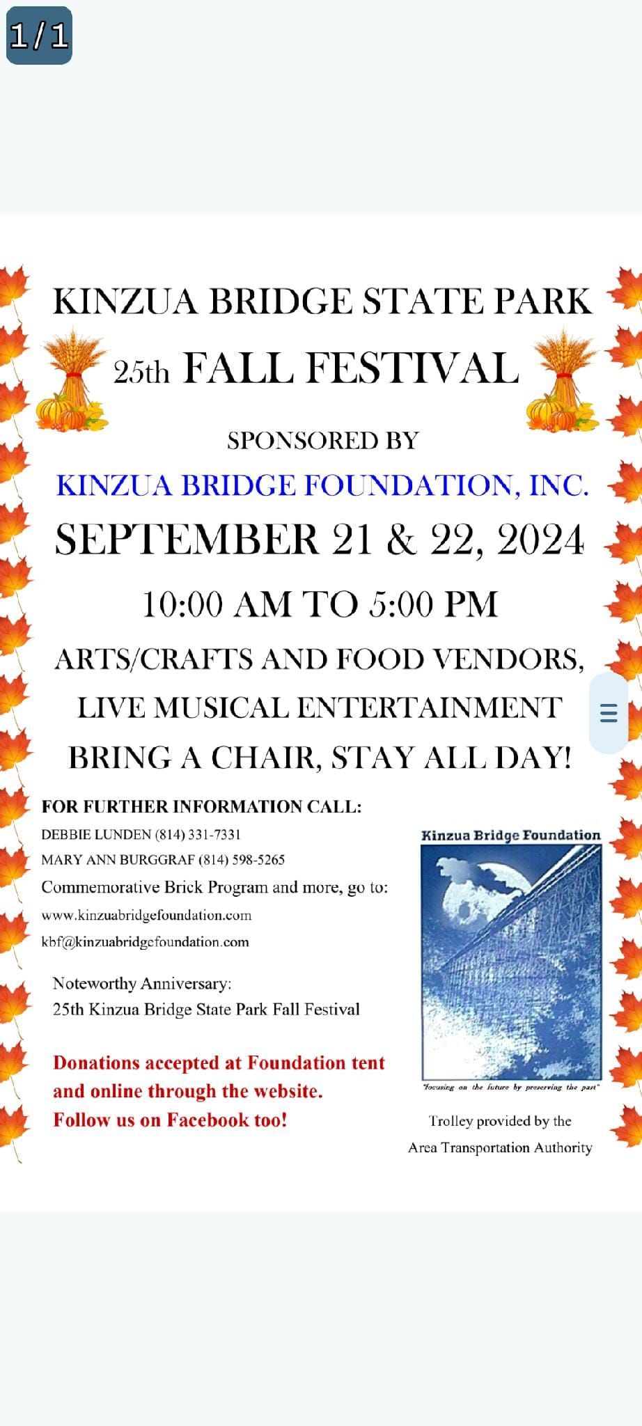 25th Annual Kinzua Bridge Fall Festival 2024