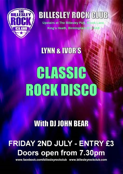 Lynn & Ivor's Classic Rock Disco with DJ Bear - Doors open 8pm - entry \u00a33 on the door