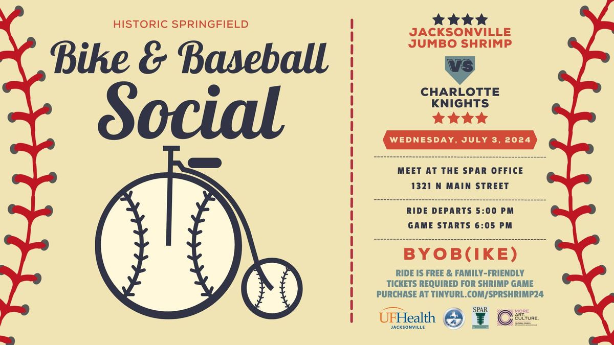 Bike & Baseball Social: Historic Springfield Visits the Jumbo Shrimp