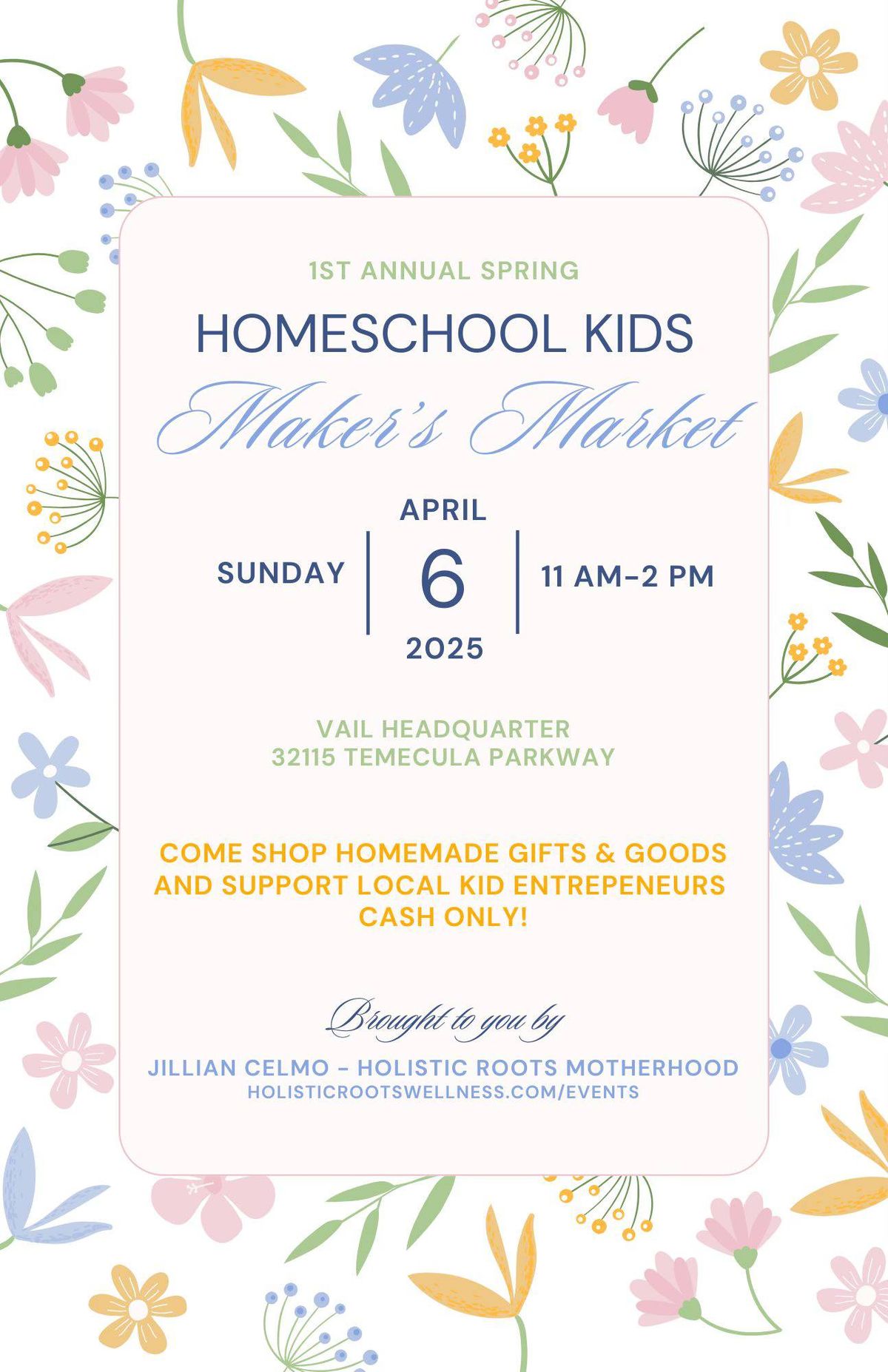 1st Annual SPRING Homeschool Kids Maker's Market