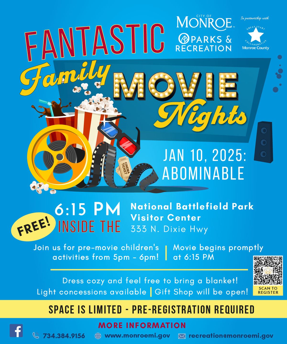 Fantastic Family Movie Night! Kids activities\/indoor movie! FREE! Registration required!