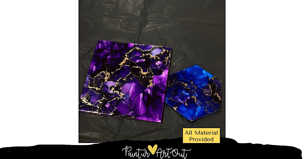 Alcohol Ink and Resin Coasters with Paint Ur Art Out at Glendale Community