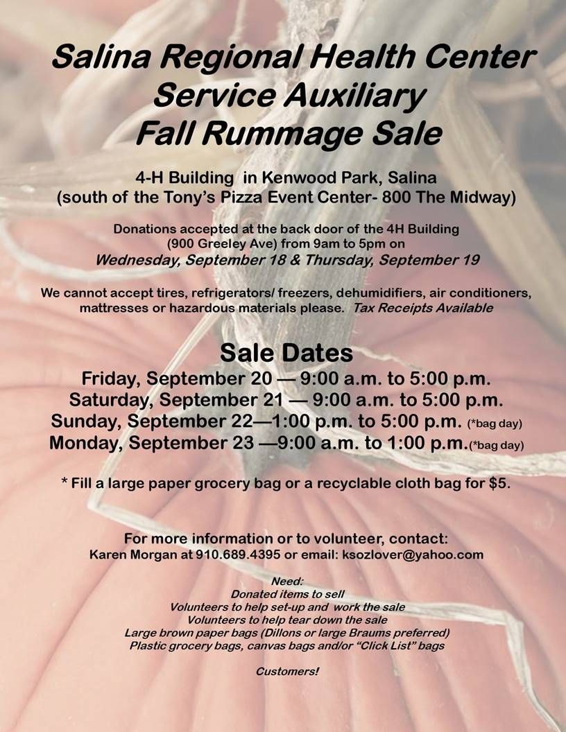 Fall Rummage Sale | SRHC Service Auxiliary