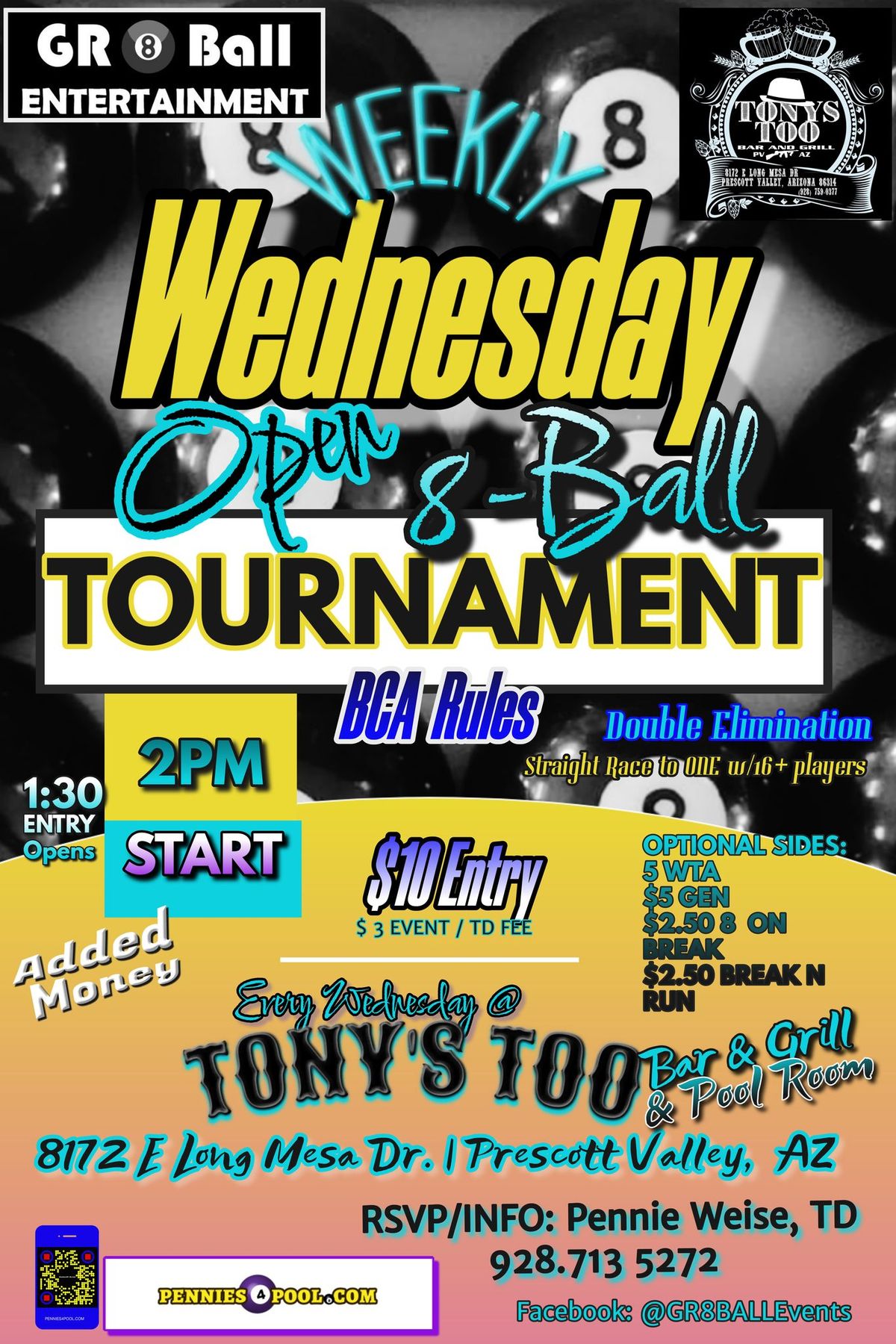 WEEKLY Cash-Added Open 8-ball Tournament