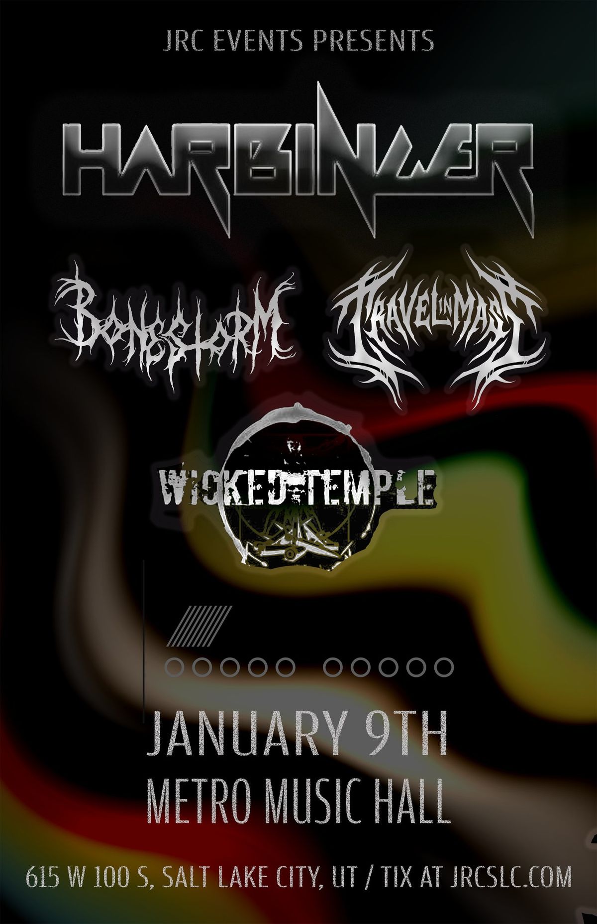 The return of: HARBINGER, Bonestorm, Travel In Mass, Wicked Temple at Metro Music Hall