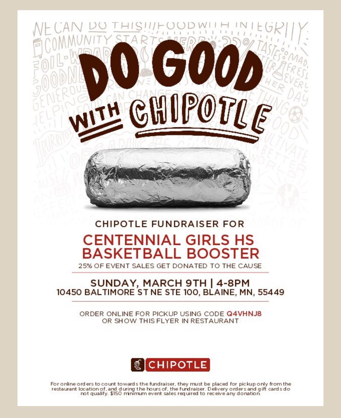 Chipotle Centennial Girls Basketball Fundraiser 