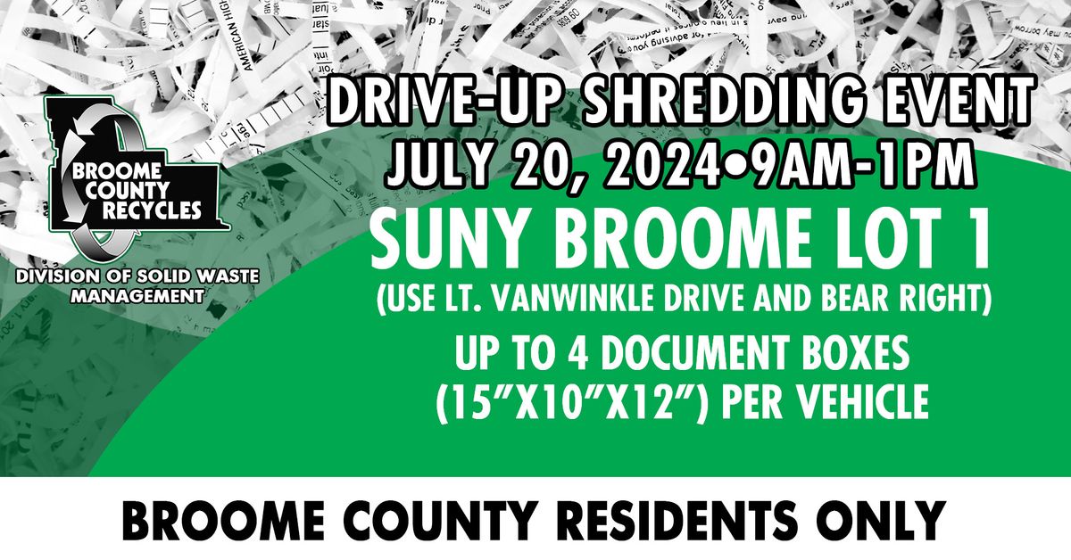 *FREE* Drive-Up Paper Shredding Event for Broome County Residents