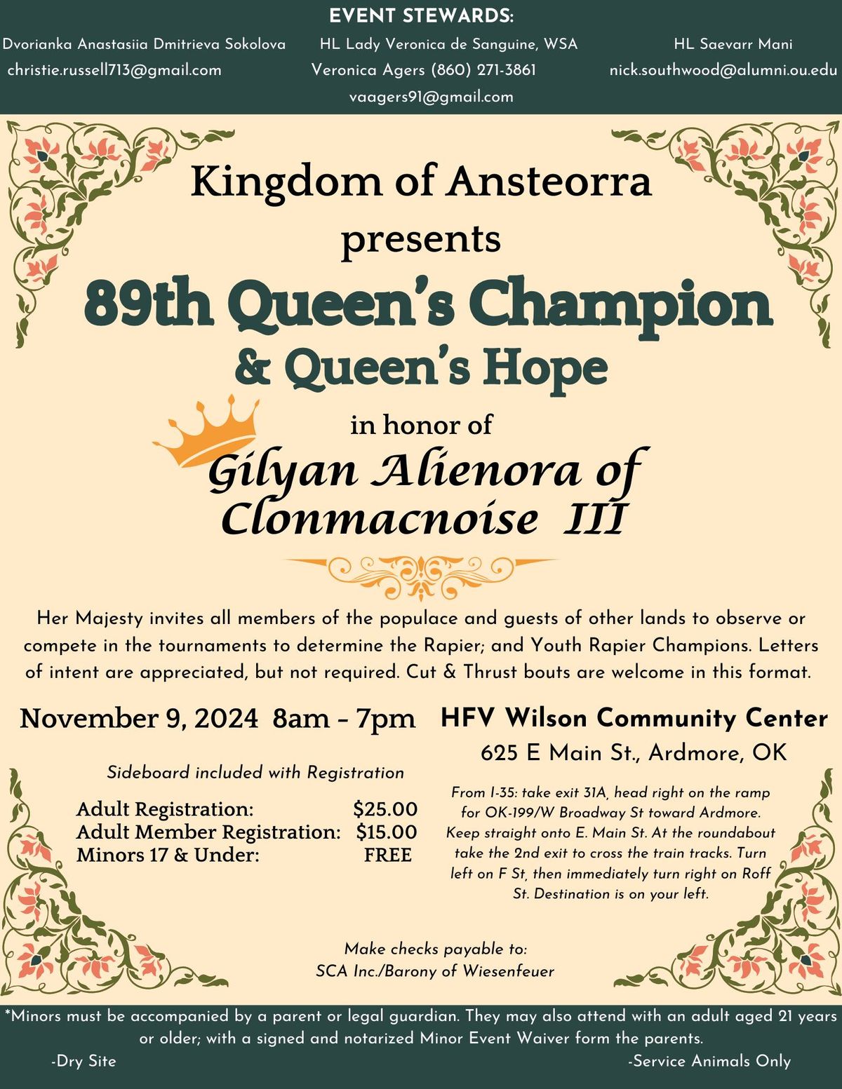 89th Queen\u2019s Champion of Ansteorra