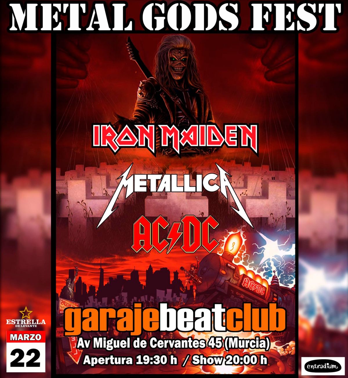 Metal Gods Fest: Tributos a IRON MAIDEN, METALLICA y AC\/DC en Garaje Beat Club (Murcia)