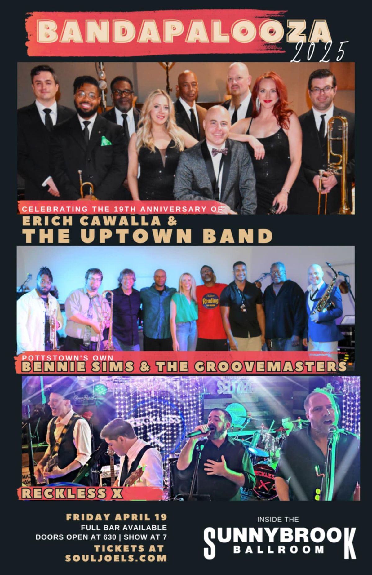 BANDAPALOOZA ft. The Uptown Band, The Groovemasters, and Reckless X at SoulJoel's, Pottstown PA