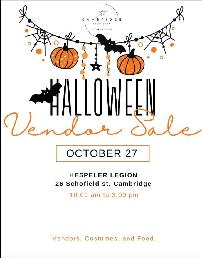 Halloween Vendor Sale hosted by The Cambridge Craft Show by Debbie and Erica