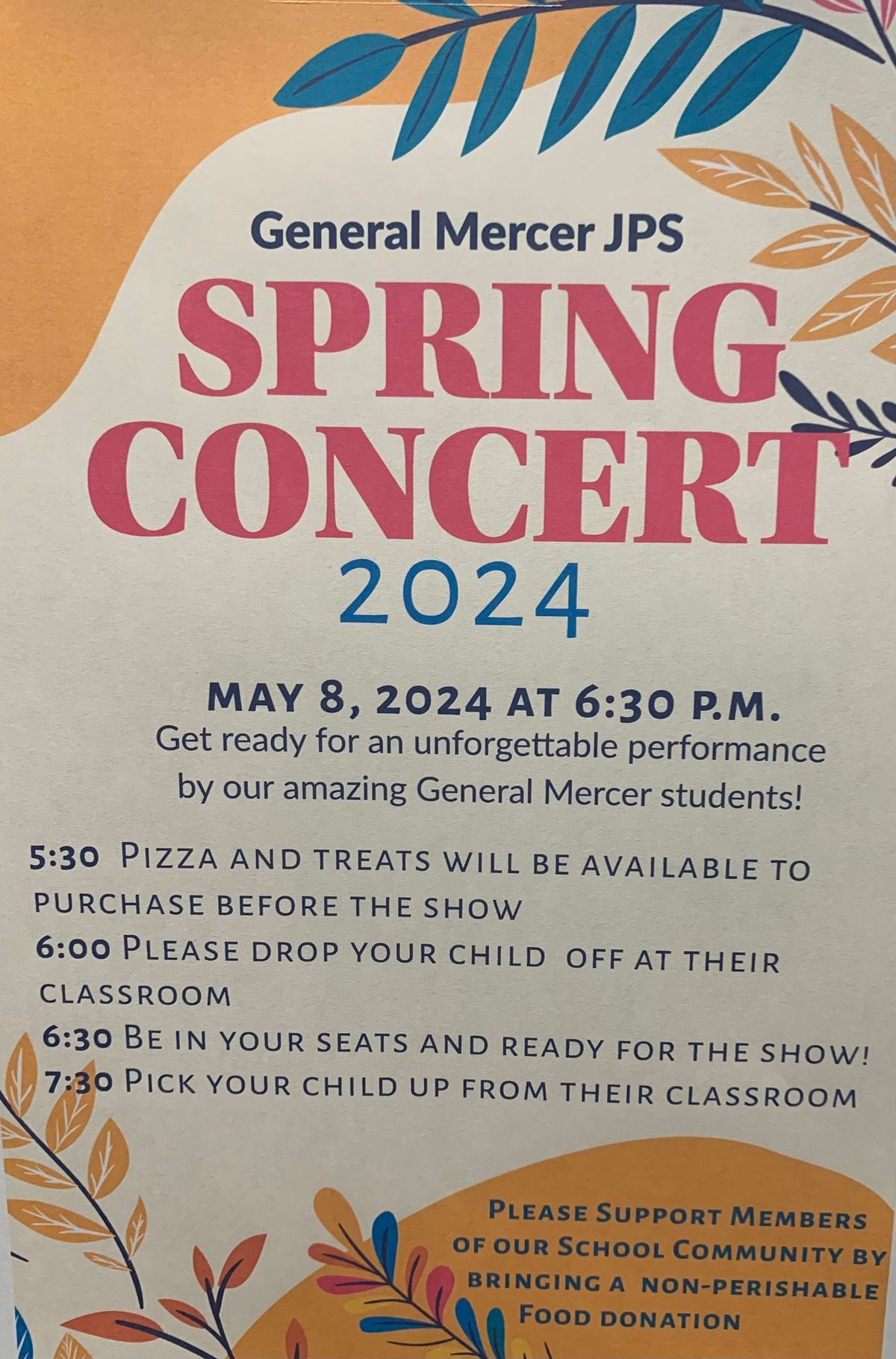 General Mercer Spring Concert & Bake Sale