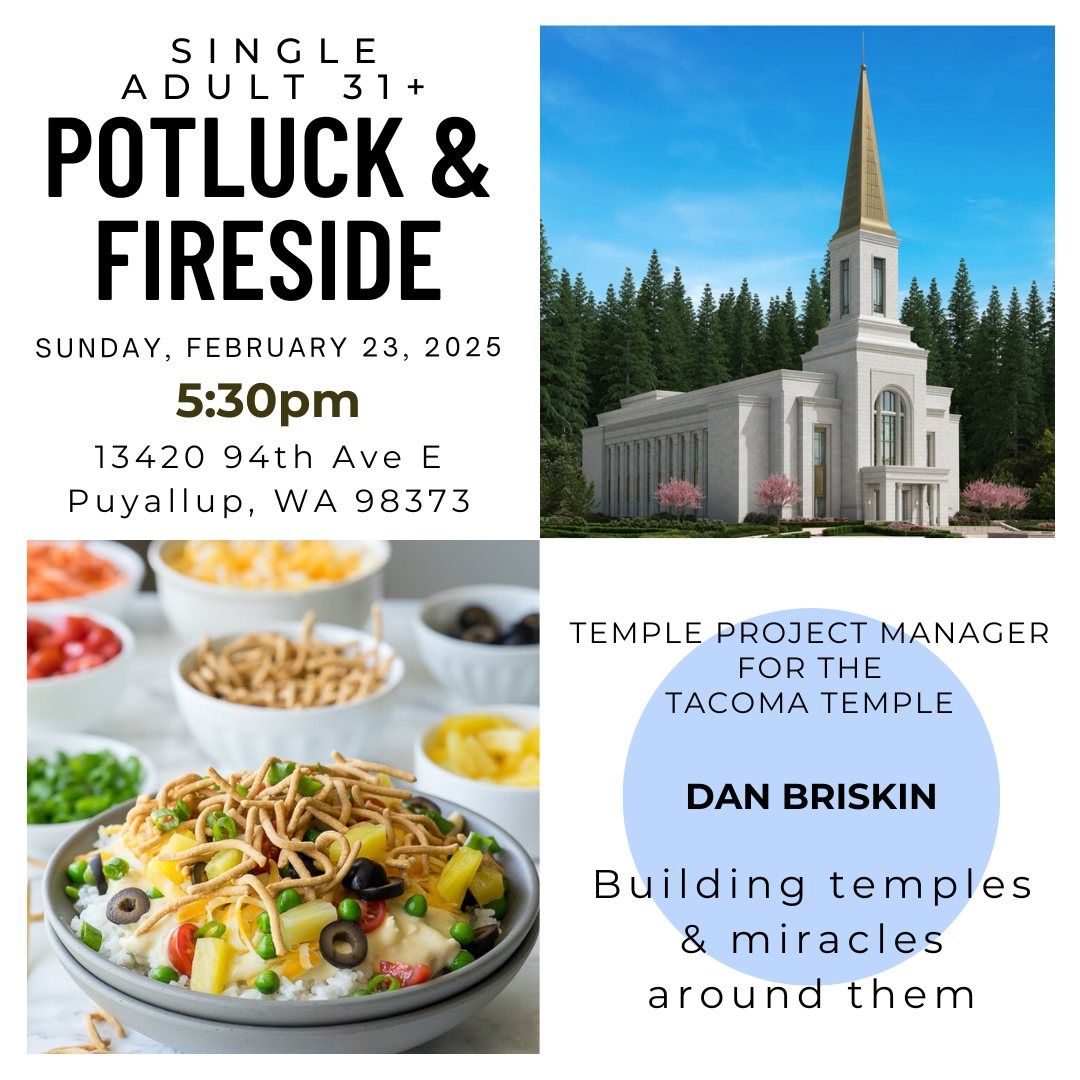 Single Adult Potluck & Temple Fireside