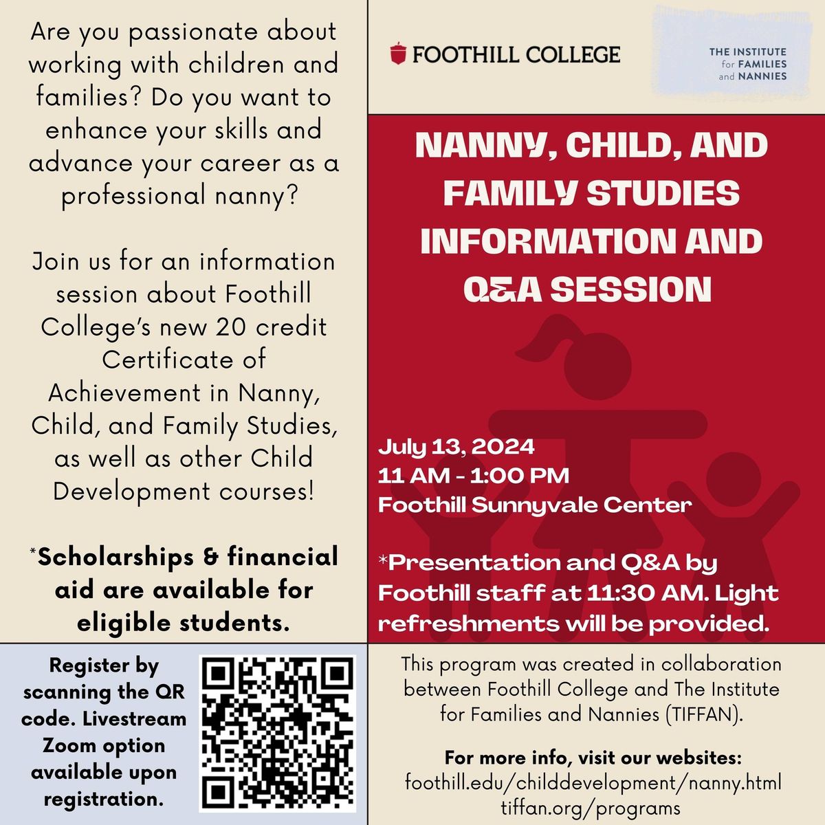 Nanny, Child, and Family Studies Certificate Information Session with Foothill College