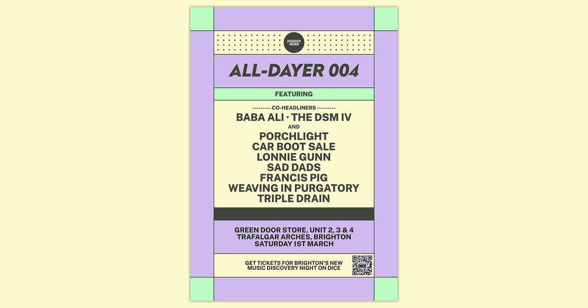 Hidden Herd All-Dayer: Baba Ali + The DSM IV + Porchlight + Car Boot Sale + Lonnie Gunn + more