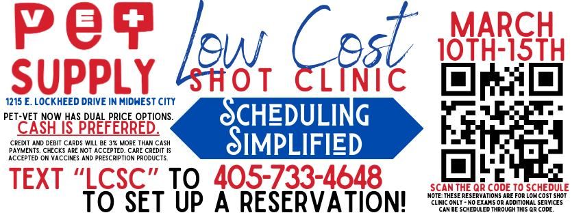 Spring Low Cost Shot Clinic at Pet-Vet Animal Clinic