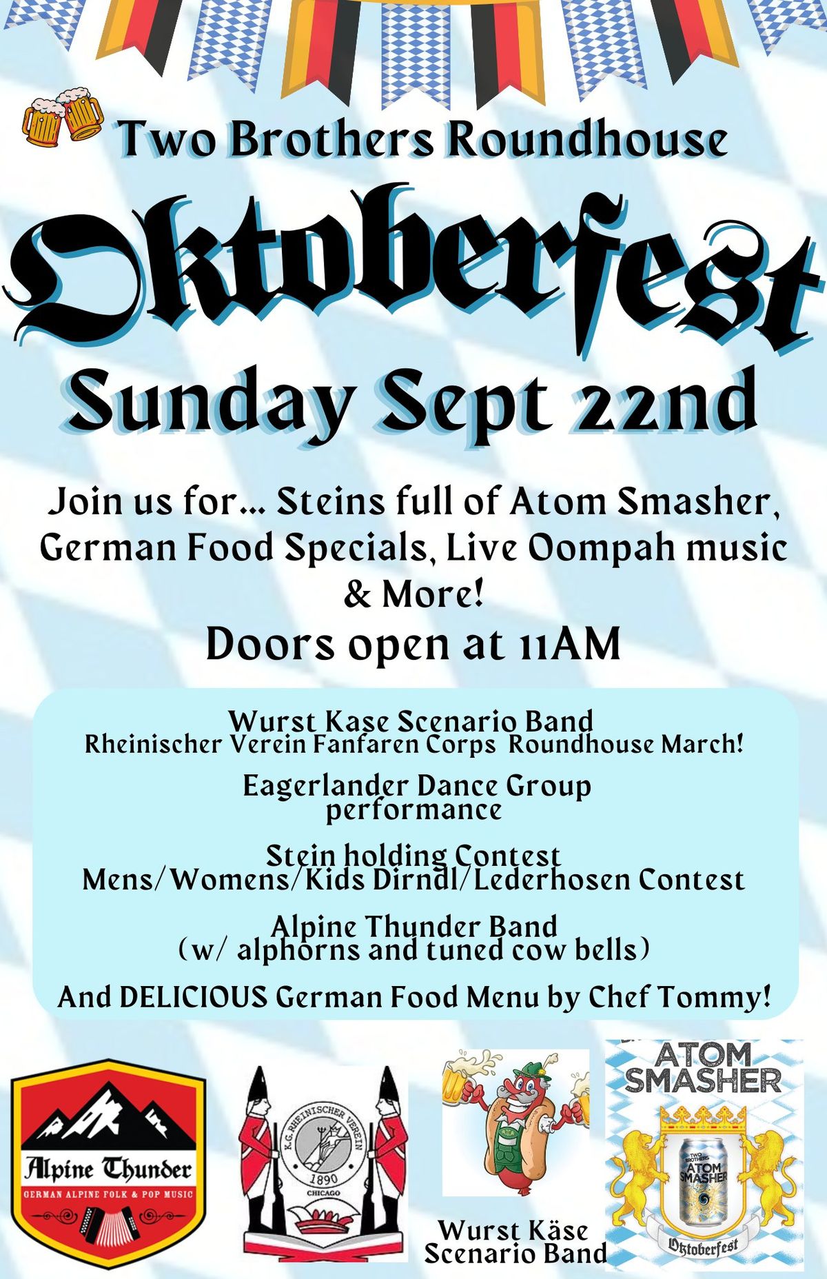 Oktoberfest at Two Brothers Roundhouse - 9\/22 - 11AM doors - NO COVER - All ages! 