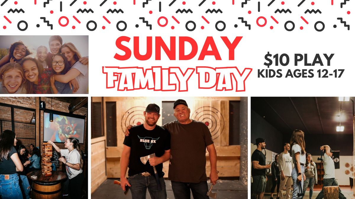 \ud83c\udf89 Discount Days   **SUNDAY**  \ud83e\udd73  Family Day: $10 Play for Kids Ages 12-17