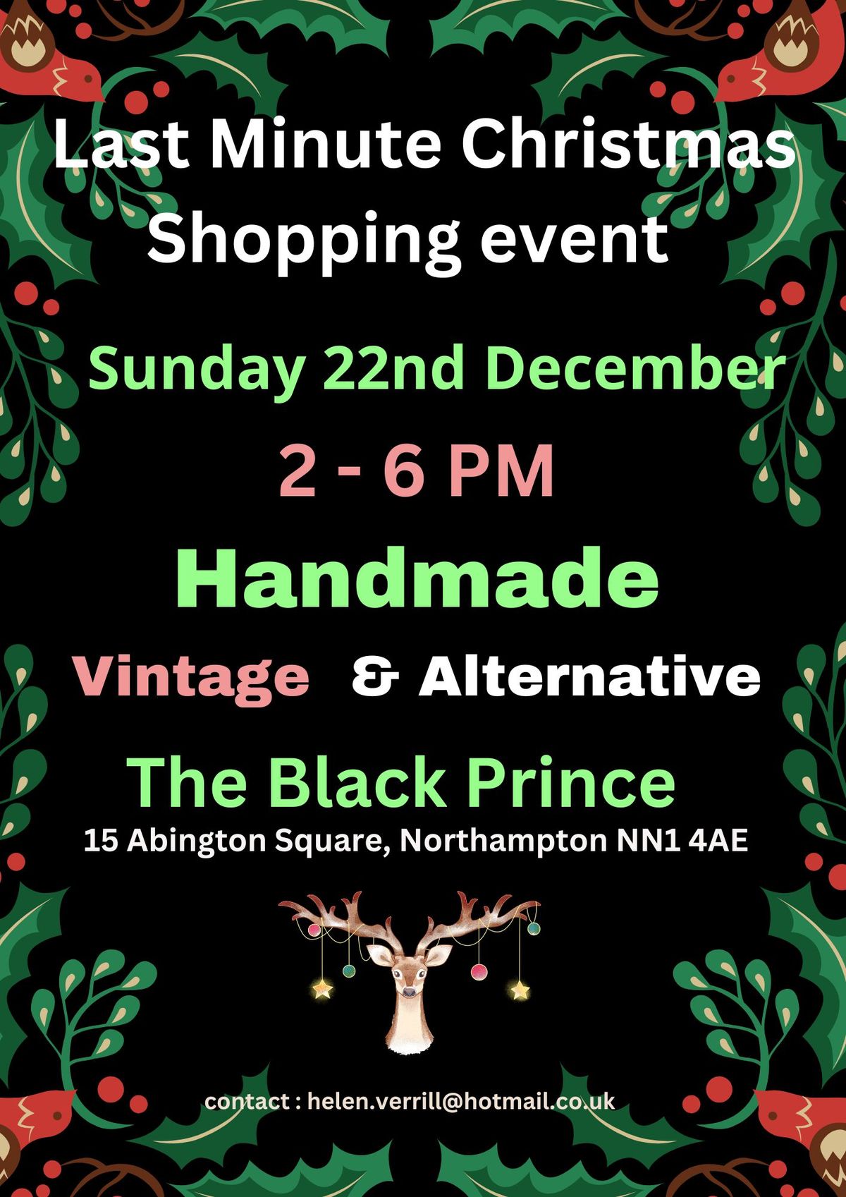 last Minute Christmas Shopping at the Black Prince: Crafts,Vintage & Alternative