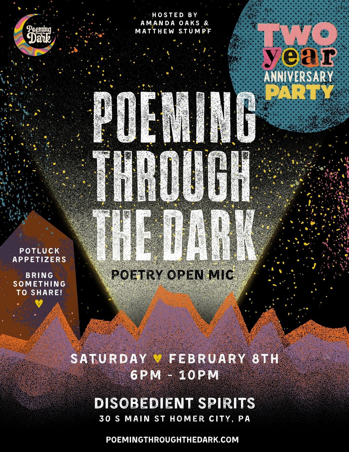 Poeming Through the Dark Two-Year Anniversary Party + Poetry Open Mic!