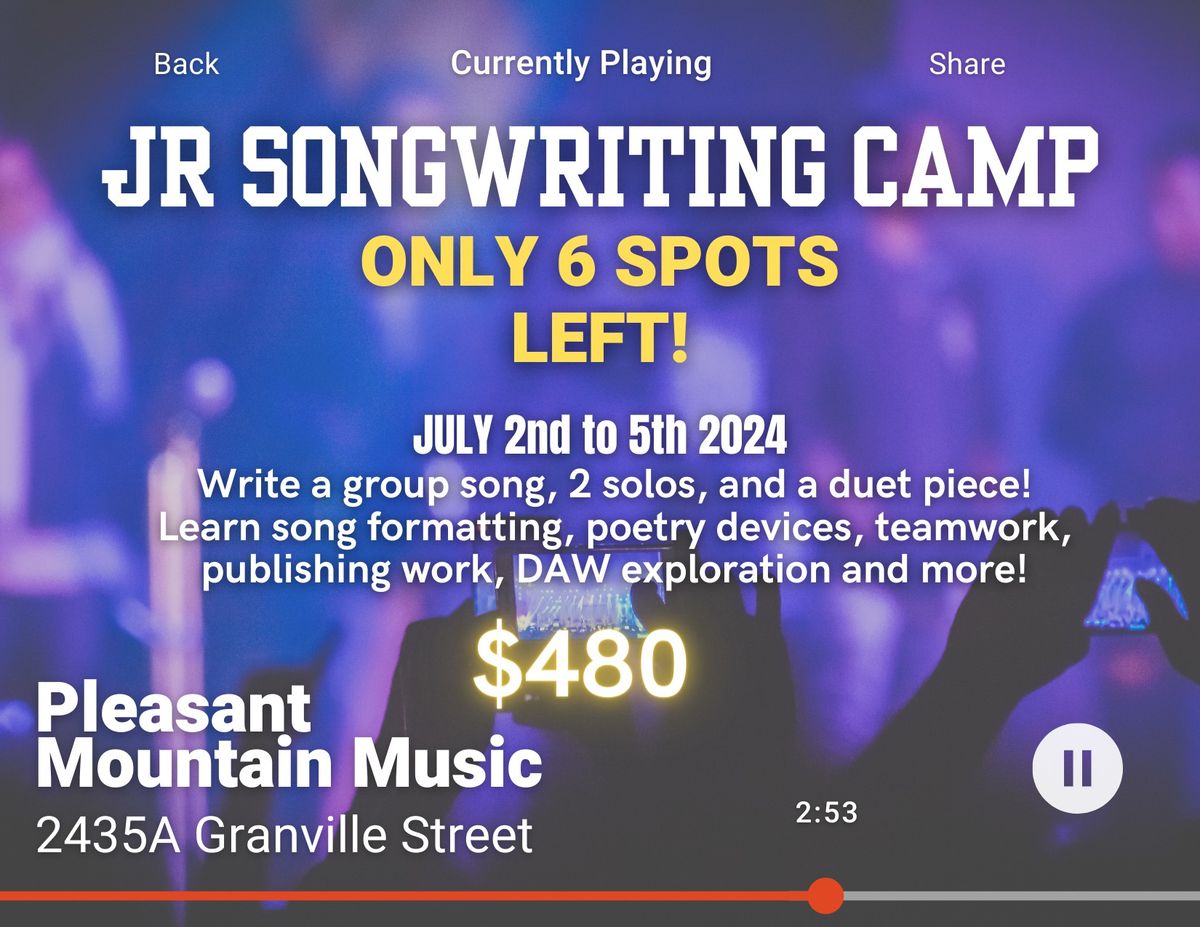 Junior Songwriting Summer Camp (12 and under)