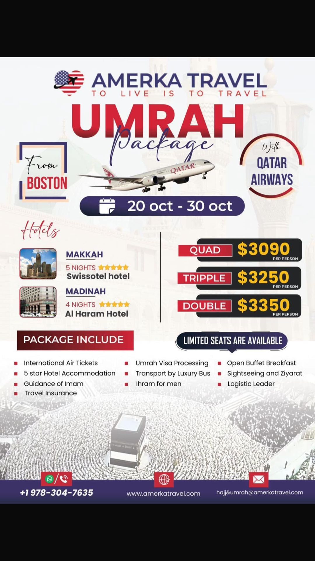 AMERKA TRAVEL TO LIVE IS TO TRAVEL UMRAH package QATAR