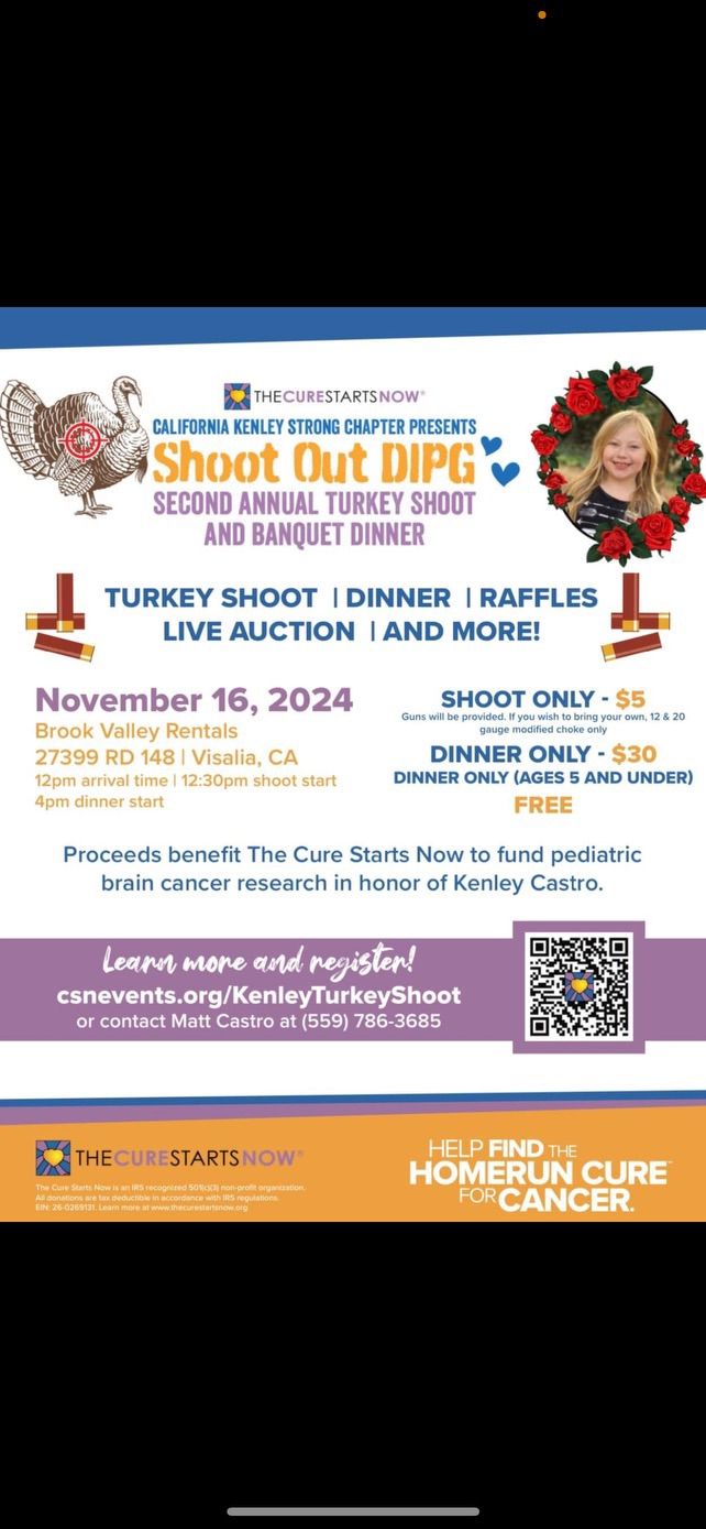 Target pediatric brain cancer at the 2nd Annual Turkey Shoot and Banquet Dinner