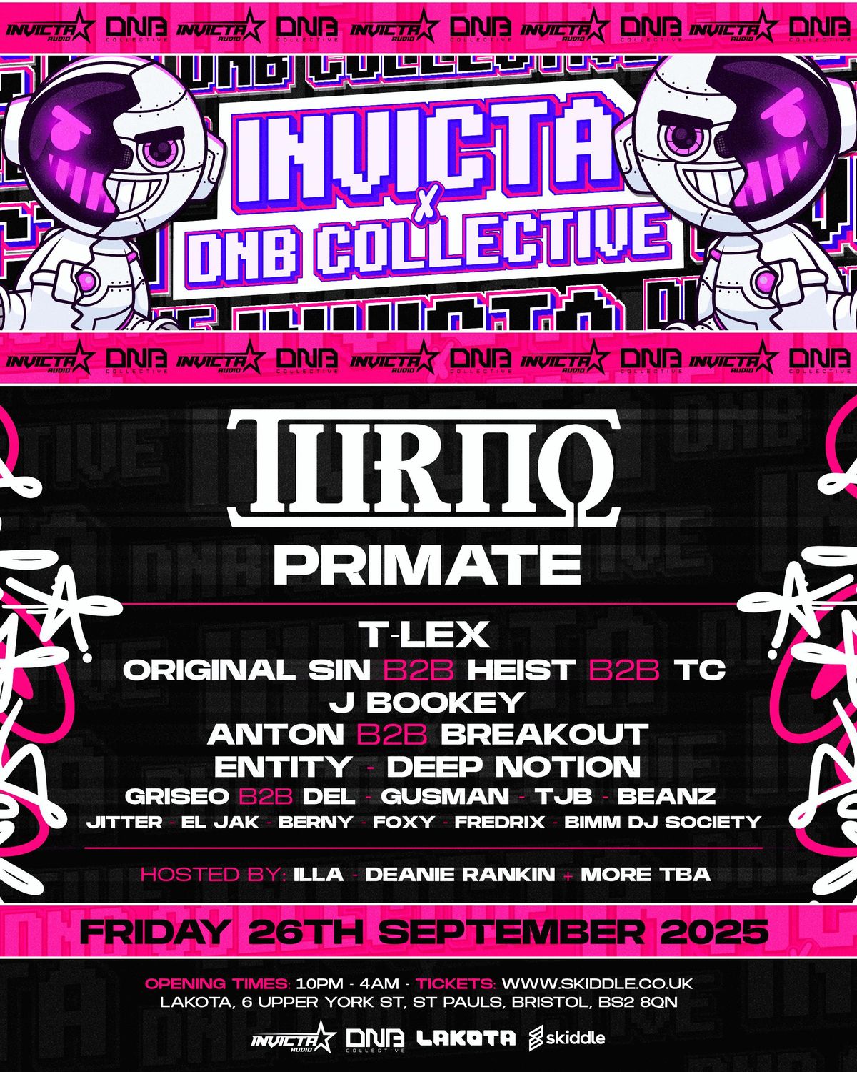 Invicta Audio x DNB Collective | Bristol | Turno, Primate, T-Lex, Original Sin, Heist, TC, J Bookey, Anton, Breakout, Entity, Deep Notion &amp; More!