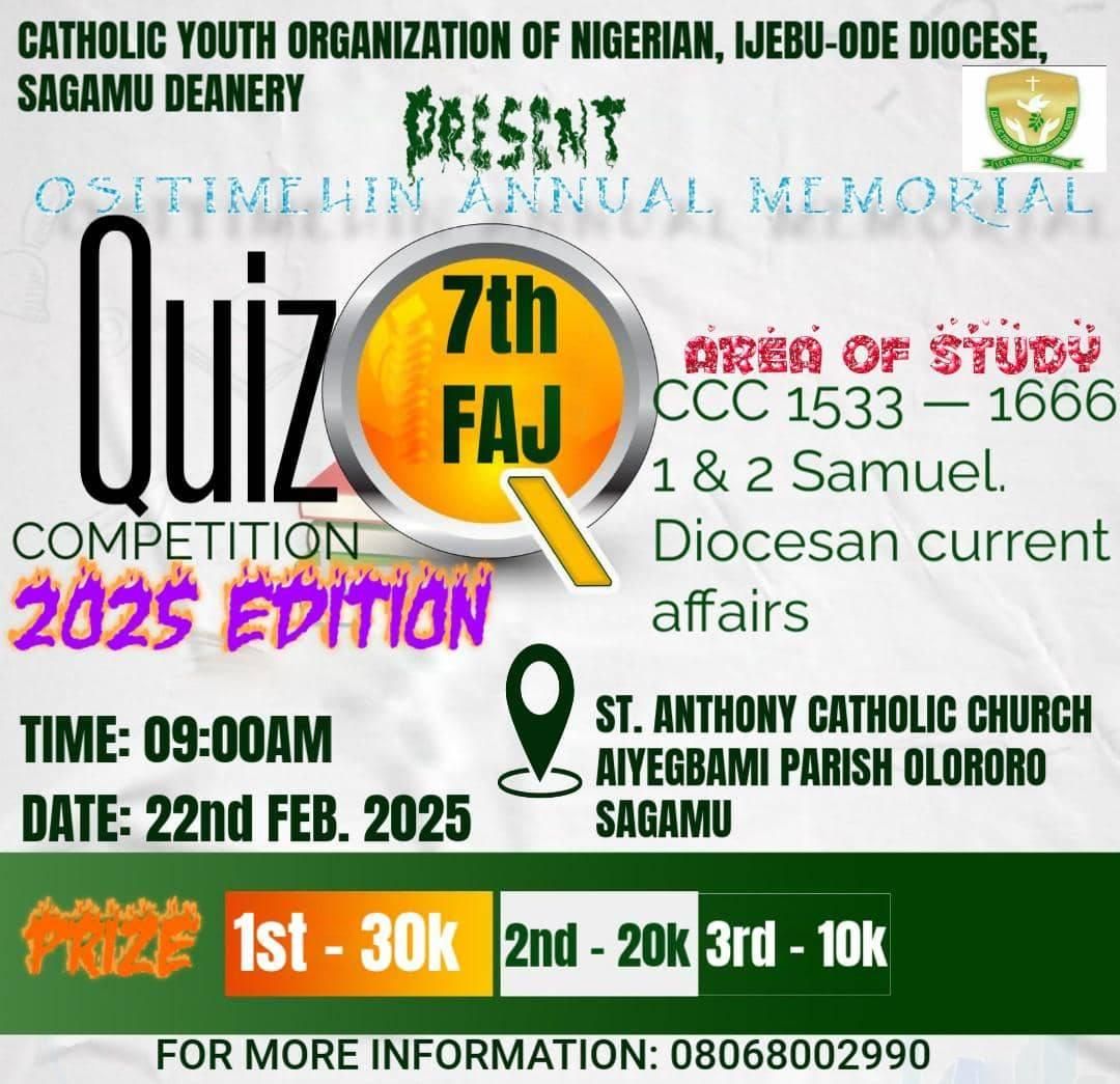 THE FAJ OSITIMEHIN ANNUAL MEMORIAL QUIZ COMPETITION 7TH EDITION 