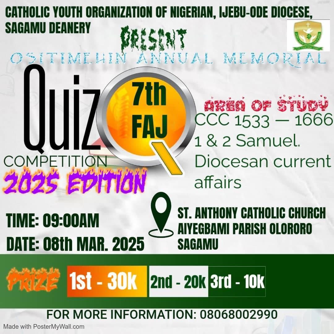 THE FAJ OSITIMEHIN ANNUAL MEMORIAL QUIZ COMPETITION 7TH EDITION 