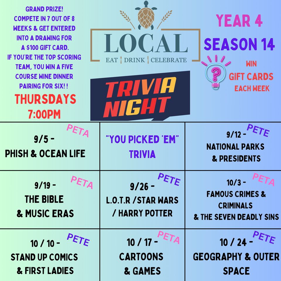 Thursday night Trivia Season 14 Week 6 Stand Up Comics & First Ladies Trivia 