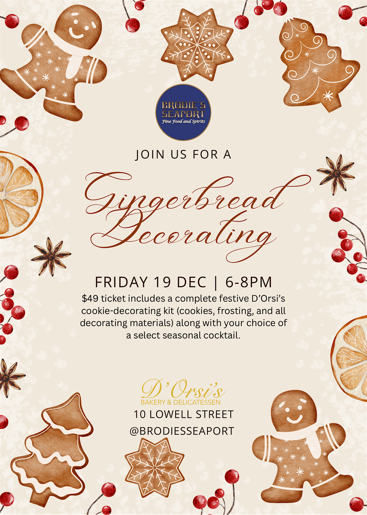 Gingerbread Decorating at Brodie\u2019s Seaport