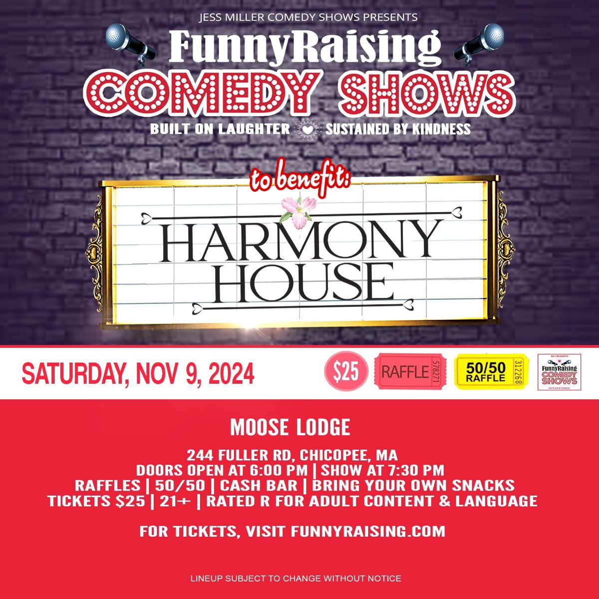 Comedy Night Fundraiser for the Harmony House of Western Mass