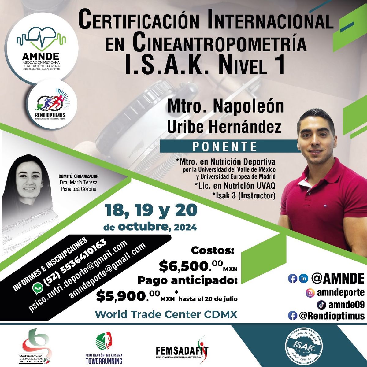 Certificaci\u00f3n Internacional de Cineantropometria I.S.A.K. Nivel 1