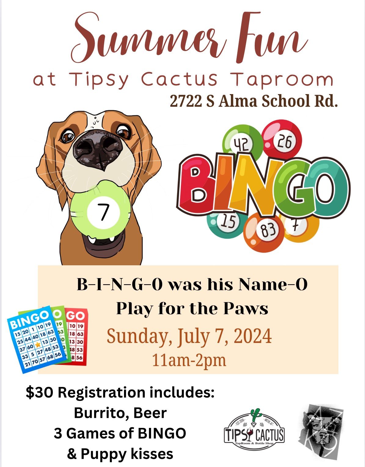 Summer fun at Tipsy Cactus: BINGO for the Paws