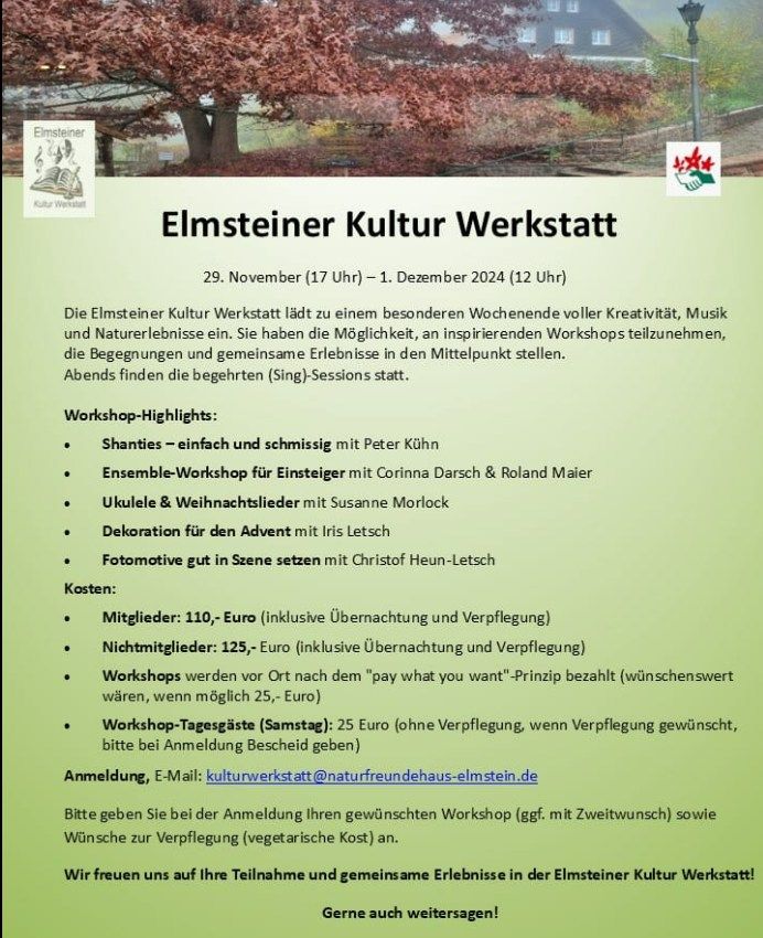 Kulturwerkstatt im Naturfreundehaus Elmstein