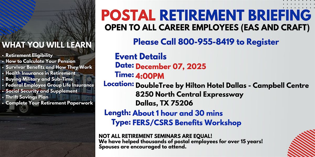 Post Office Employees Retirement Seminar Dallas - 12\/07\/25
