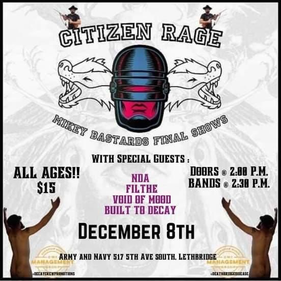 Decay Crew Promotions and Deathbridge Disease Present Citizen Rage with guests Afternoon Show