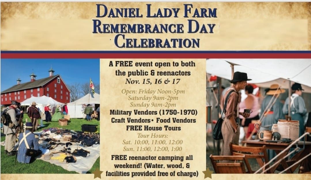 Remembrance Day Celebration Weekend: Yard Sale, Food, Arts & Crafts, FREE Camping & House Tours 