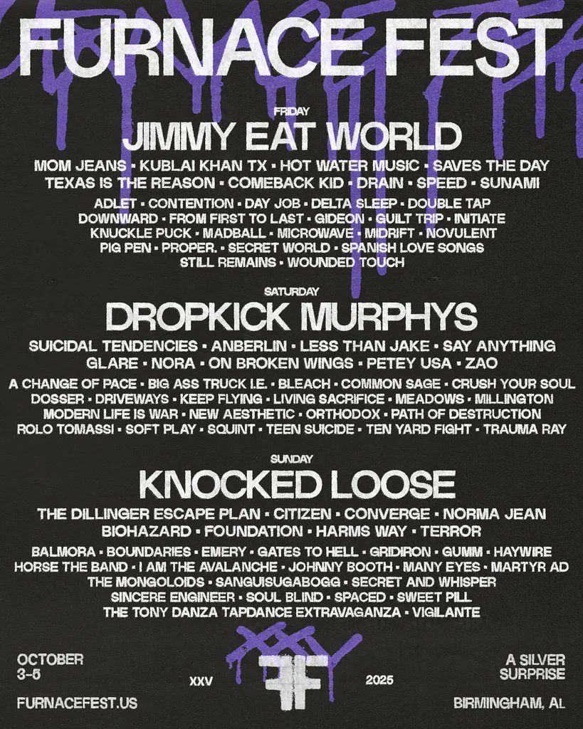 Furnace Fest: Knocked Loose  The Dillinger Escape Plan  Citizen & Converge - Sunday